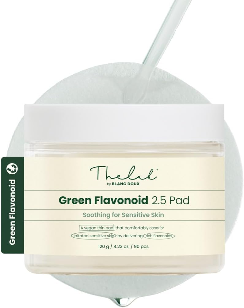 THE LAB BY BLANC DOUX Green Flavonoid 2.5 Toner Pads (90 pcs.) -Gentle Skin Care Toner Pads for Acne-Prone Skin - Soothing and Hydrating Formula for Sensitive Skin, Green Flavonoid