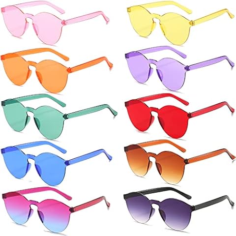Eyegla Pack of 10 Heart Sunglasses for Women, Transparent Colourful Heart Shape Sunglasses Set, Funny Neon Glasses Party for Women, 10 mixes colour B, Small Cover
