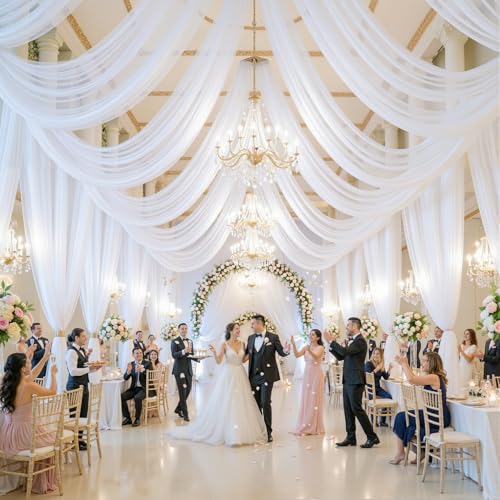 Tela Blanca para Arco de Boda de 4 Paneles 30"x19ft miniatura 2