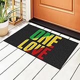 Nichpedr Welcome Rectangular Door Mat Rasta One Love Art Entrance Way Rugs Doormats Soft Non-Slip Washable Bath Rugs Floor Mats for Home Bathroom Kitchen 16x24 Inch