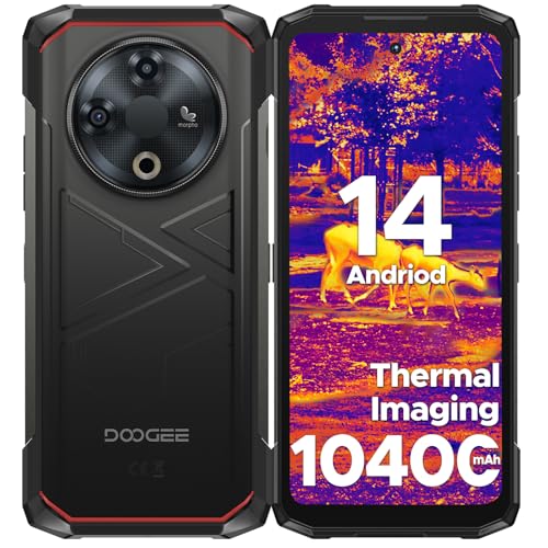 DOOGEE Fire 6 Rugged Smartphone 16(6+10) GB RAM + 256GB ROM, Imaging Termico 10400 mAh 6.56 HD +, 50MP + 8MP Android 14 Telefono Indistruttibile, Triplo Slot Schede, IP68/IP69K/OTG/GPS Nero