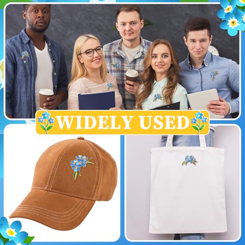 Image of Forget Me Not Flower Pins Bulk Gifts Memorial Pins Blue Flower Enamel Lapel Celebration of Life Funeral Favors