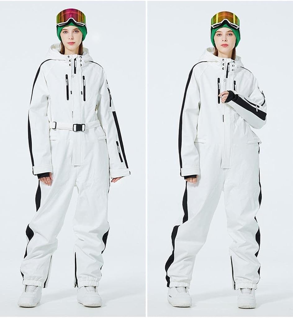Miniatura 3 de ALSOGO Traje de esquí de una pieza para mujer impermeable aislado con cinturón desmontable para deportes de nieve