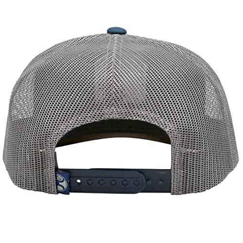 Hooey Cheyenne Adjustable Snapback Mesh Trucker Patch Hat (Blue/Charcoal) #TOP2