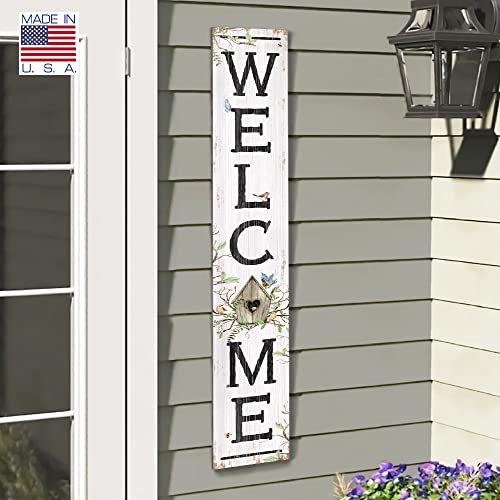My Word! Welcome Birdhouse Porch Board Welcome Sign And Porch Leaner For Front Door Porch Deck Patio Or Wall - Indoor Outdoor Spring & Summer Farmhouse Rustic Vertical Porch And Yard Decor – 8”X46.5” #TOP3