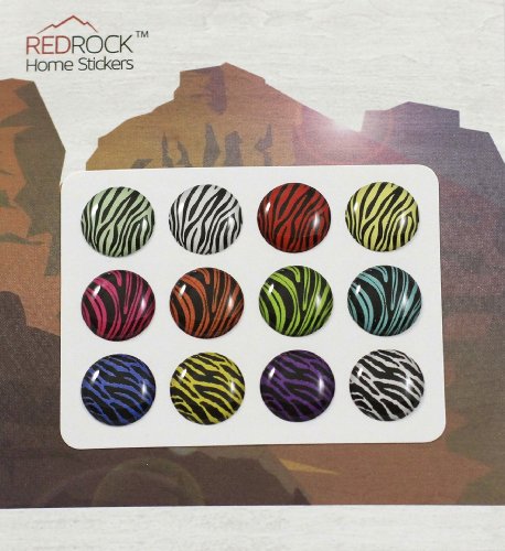 Colorful Zebra Stripes 12 Pieces Home Button Stickers for iPhone 5 4/4s 3GS 3G, iPad 2, iPad Mini, iPod Touch