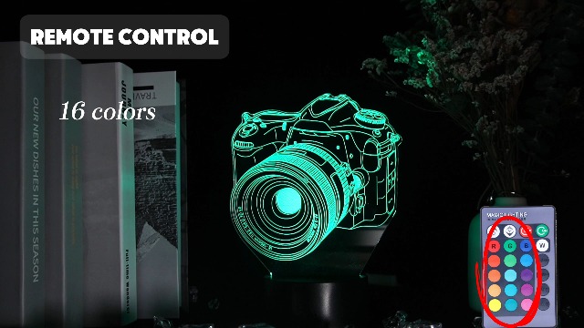 Image of Photographer Gifts for Men, Camera 3D Night Light with Remote Control, 16 Colors Changing, Timer, Dimmable, RGB Flashing Mode, Photography Gifts Gifts for Men Women Christmas Decor