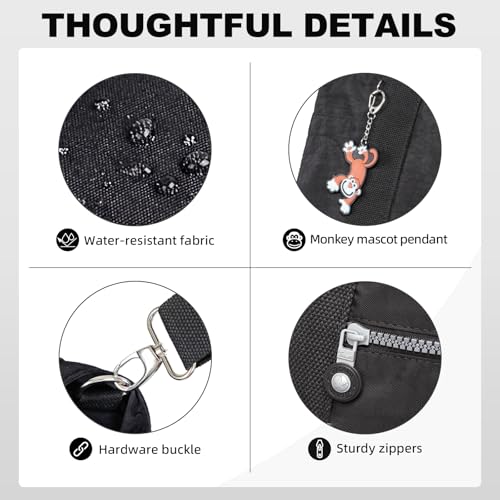 Image of ANEW Tote Bag for Women, Foldable Tote Bag With Zipper Travel Nylon Purse and Handbags Tote Purse Crossbody Bag