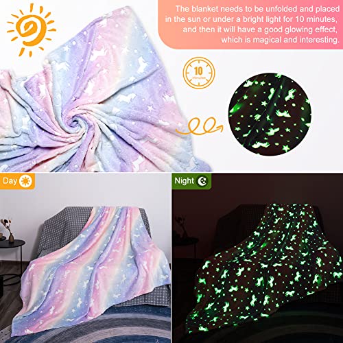 Victop Kuscheldecke Kinder Glow In The Dark Superweiche Flanell Fleecedecke Dekoriert mit Sternen und Pferden, Warm Gemütlich Pelzige Decke für Kinder, Mädchen, Jungen(100 x 150 cm) - Image 5
