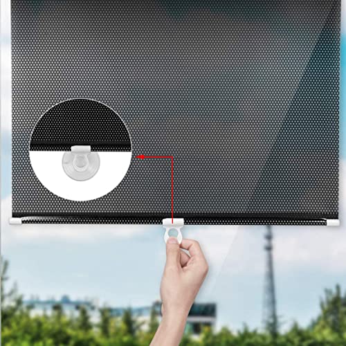KGUDYS Store de Fenêtre à Ventouse,Volets roulants escamotables,Volets de Protection Solaire,Multifonctions,Rideau Occultant Thermiques,Maison,Voiture,puits de lumière,Black-68x125cm/26.8x49.2in