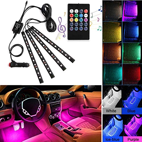 AXELECT Car LED Strip Lights, 72 LED Neon Accent Interior Lights Neon Light Kits Multicolor Music Car Interior Lights Under Dash Lighting Kit with Sound Active Function and Remote Control, DC 12V