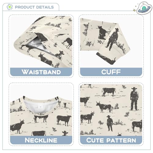 JUNZAN Western Cowboy Retro Little Kids Hoodie Sweatshirt Crewneck Sweatshirts for Boys Sports 4T3