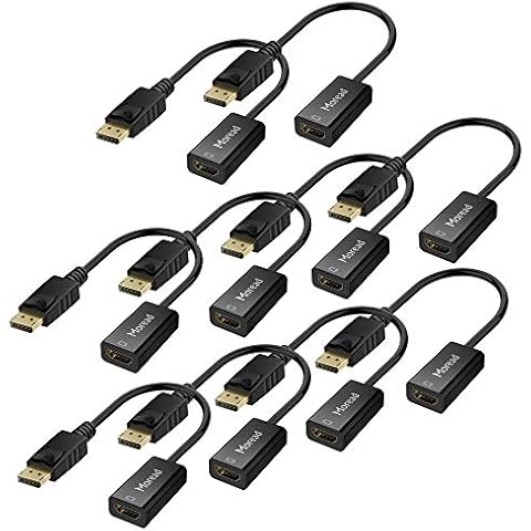 Moread 4K DisplayPort (DP) to HDMI Adapter, 10 Pack, Gold-Plated Uni-Directional Display Port PC to HDMI Screen Converter (Male to Female) Compatible with HP, Dell, Lenovo & More, Passive - Black Cover