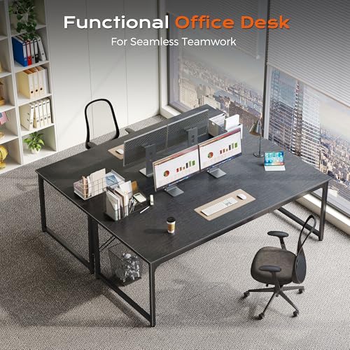 Image of PRAISUN 70.8 X 29.5 Inch Computer Desk with Deeper Desktop, Gaming Office Writing Work Desk for Home Office, Study, Bedroom, Work from Home, Metal Frame, Black