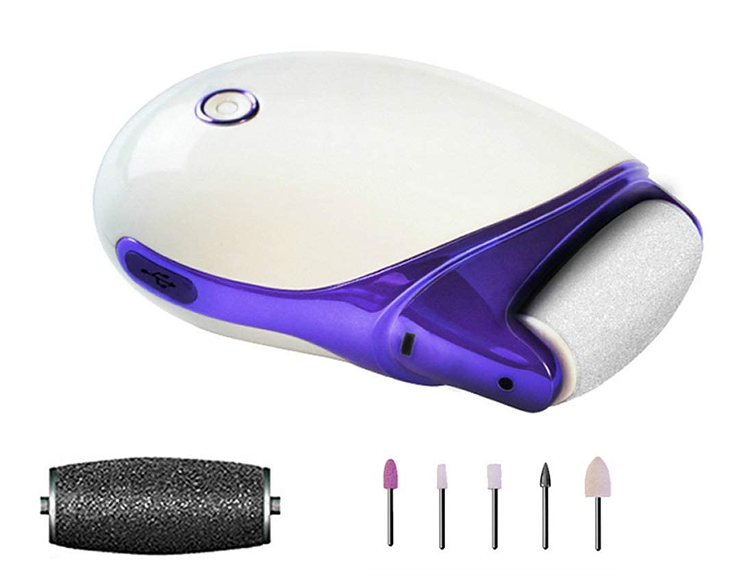 Lima per Piedi Elettronica Dispositivo per Pedicure per la rimozione di Calli e Calli con 2 rulli e Dispositivo per la Cura dei Piedi Ricaricabile per Angoli asciutti e Piedi asciutti