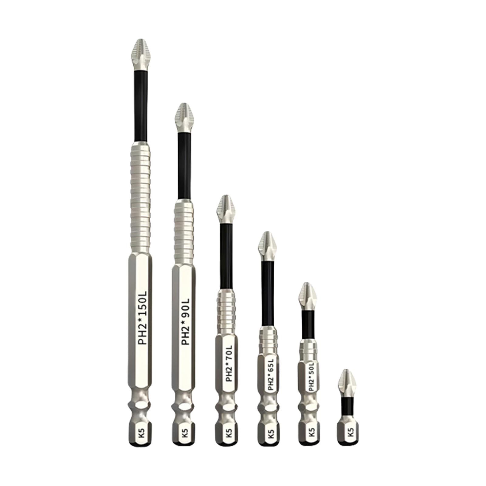 Buxuaaaa 6 Pack Industrial Strength Screwdriver Drill Bit Tip Design Antislip Grooves For Electric Drills Impacts Driver Strong Hold Screwdriver Set