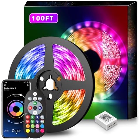 Nexillumi Led Lights for Bedroom 100ft Music Sync Color Changing Led Strip Lights Smart with Remote and App Control Built-in Mic for Party Home Room Decor Luces LED para Cuarto Cover