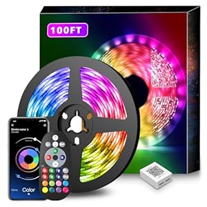 Nexillumi Led Lights for Bedroom 100ft Music Sync Color Changing Led Strip Lights Smart with Remote and App Control Built-in Mic for Party Home Room Decor Luces LED para Cuarto