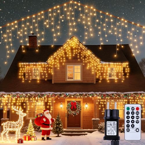 UODIR Eisregen Lichterkette Außen, 7.5M 306 LED Weihnachtsbeleuchtung...