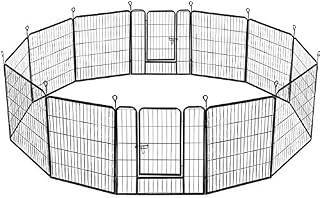 Yaheetech Heavy Duty 12 Panel Pet Playpen Dog Exercise Pen Cat Fence Black 80 x 80cm
