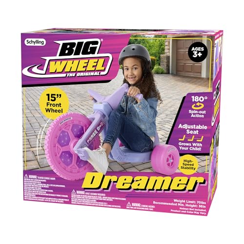 Image of Schylling Big Wheel Dreamer - BWDRM - Low-Riding Tricycle with Adjustable Seat for Growing Child up to 70 lbs. - Original Classic Bike - Ages 3 and Up