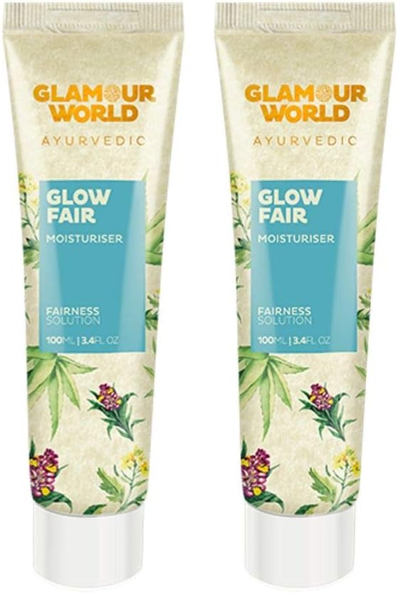 GLAMOUR WORLD Ayurvedic Glow Fair Moisturiser Cream - Ayurvedic Moisturizer For Dry Skin Types - Natural Fairness Solution - 100Ml (Pack Of 2)| Moisturises Skin Leaving It Glowing And Bright