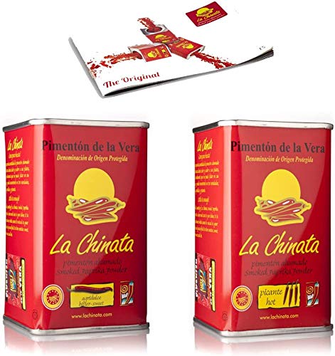 Nuevo Pimentón de La Vera Ahumado pack La Chinata lata Agridulce 160g y lata 160g Picante