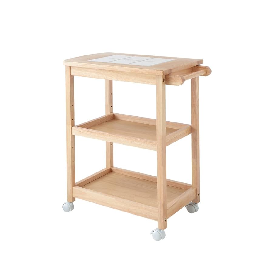 【美品】タイルトップ　キッチンワゴン　キャスター付き　カントリー　天板タイル Amazon.co.jp: キッチンワゴン タイル 天板 カントリー キッチン