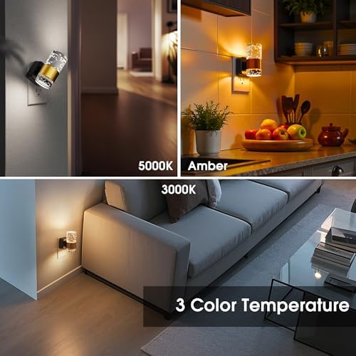 L LOHAS LED Night Lights Plug into Wall, 2 Pack Dimmable Night Light with Dusk-to-Dawn Light Sensor, Soft White/Cool White/Amber 3 Light Color, Adjustable Brightness, Bubble Nightlight for Hallway — view 7