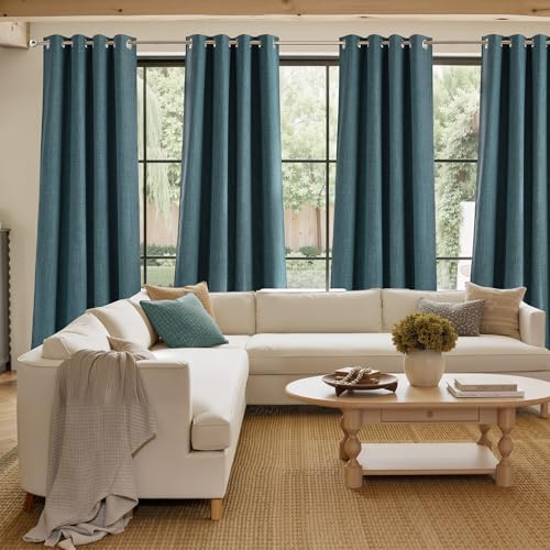 Image of NICETOWN Short Greyish Blue Blackout Curtains 63 inches Long for Kitchen - Privacy Panels for Living Room Bedroom, Modern Farmhouse Style Easy Care Grommet Top, 2 Panels, W42 by L63