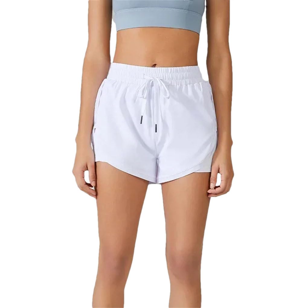 Damskie spodenki do biegania jednolity kolor elastyczna talia joga fitness sport jogging szorty