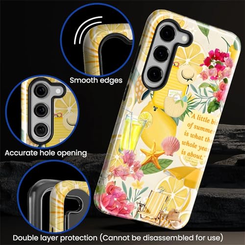 Akinmi Case for Samsung Galaxy S23,Exquisitely Pattern Double Protective Phone Cover Cases Soft Silicone for Samsung Galaxy S23-Coastal Italy Lemon Beach Collage - image 5