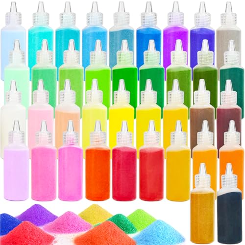 Panxxsen 38PCS Colored Art Sand Kit 1.25oz Bottles DIY Craft Set for Adults Scenic Terrarium Sand for Art Projects Home Dcor Wedding Decorations and Relaxing Creative Activities