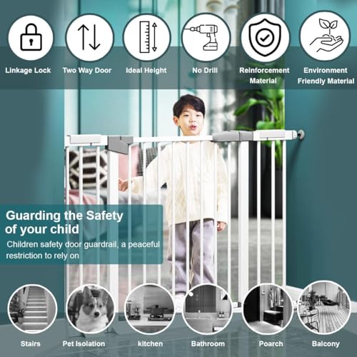 Image of StarAndDaisy Baby Safety Gate for Kids Home with Two Way Auto Close, No Dril Requried /Staircase Gate Baby Safety Retractable Door with Adjustable Linkage Lock for (Black)