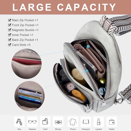 Image of CLUCI Sling Bag for Women, Vegan Leather Fanny Pack Crossbody Bags for Women, Chest Bag With Guitar Strap