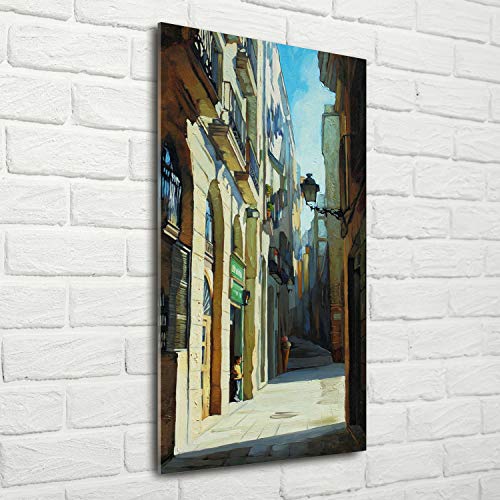 Tableau peinture sur verre trempe barcelone 70x140 pour moderniser un mur vide