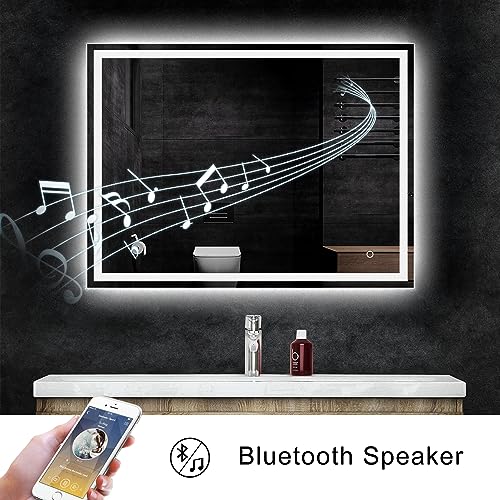 S'bagno 24 X 32 Inch Backlit Led Illuminated Bathroom Mirror And Additional Features - Bluetooth Speaker/Demister Heat Pad/Dimming Function/Sensor Touch Switch- Can Be Hung In 2 Directions #TOP3