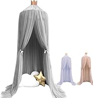 Vista 8 de ESUPPORT Toldo de cama de princesa con diseño de cúpula redonda de encaje, mosquitera, tienda de campaña, decoración de la casa, cortinas de malla