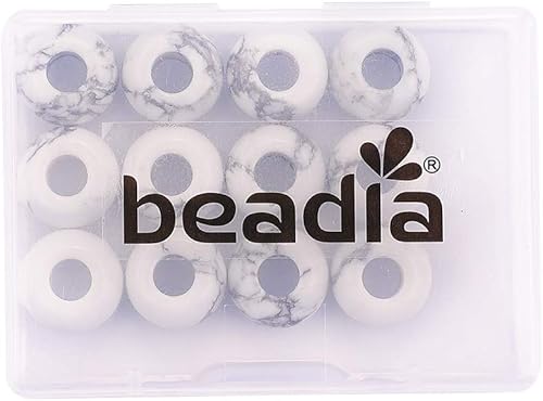 Miniatura 10 de BEADIA Piedra Rondelle de aventurina verde natural con agujero grande (0.157 pulgadas), cuentas semipreciosas sueltas para fabricación de joyas,