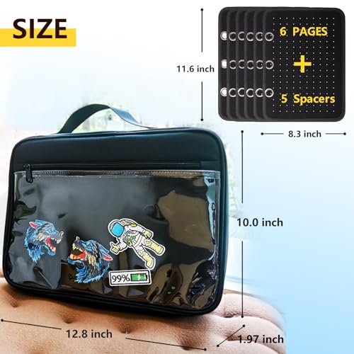 6 Pages Pin Books For Collectors, Enamel Pin Display Pages Pin Carrying Case, Travel Brooch Pins Display Bag(Not Include any Accessories)2