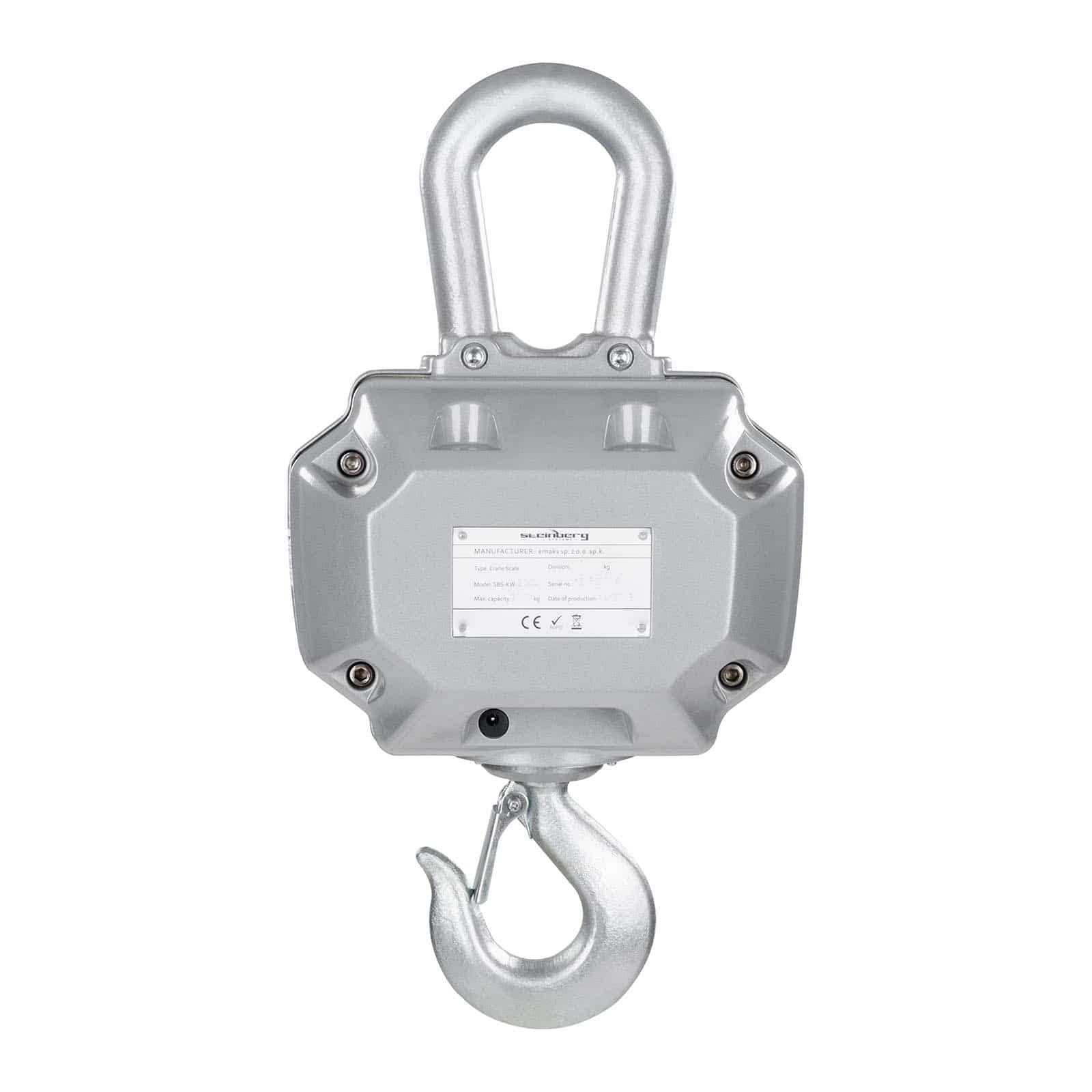 Steinberg Systems - Kranwaage Hängewaage (5 t / 2 kg, kg/lbs Gewichtseinheitenwechsel, Aluminiumdruckguss, Akku 6V/4Ah, LED) Silber