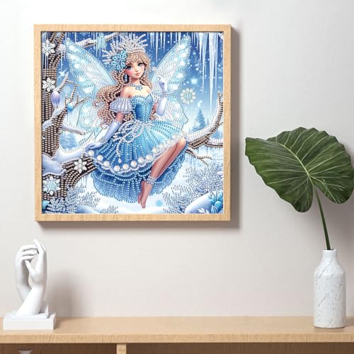 Image of Diamond Art Painting Kits for Adults Butterfly Fairy Princess, 5D Special Shape Diamond Art Kits for Beginners, Crystal Rhinestones Diamond Art Painting for Home Wall Decoration Gift 12x12 inch