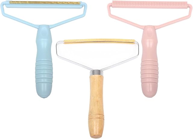 Portable Lint Remover Carpet Scraper Pet Hair Remover Roller Reusable,3pcs Cat Dog Hair Remover Scraper for Carpet Fluff,Metal Lint Bobble Remover Tool for Clothes,Blankets,Sweater,Coat,Sofa Cleaner