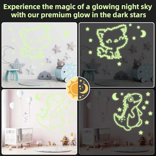 Estrellas luminosas para techo con luna, 201 piezas miniatura 5