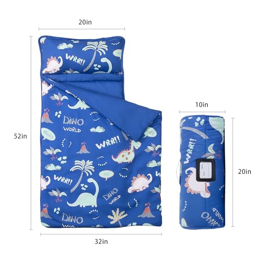 Image of MORAIS Toddler Nap Mat with Pillow and Blanket, 52 inch x 20 inch Lightweight and Soft Nap Mat for Preschool, Daycare, Travel Sleeping Bags