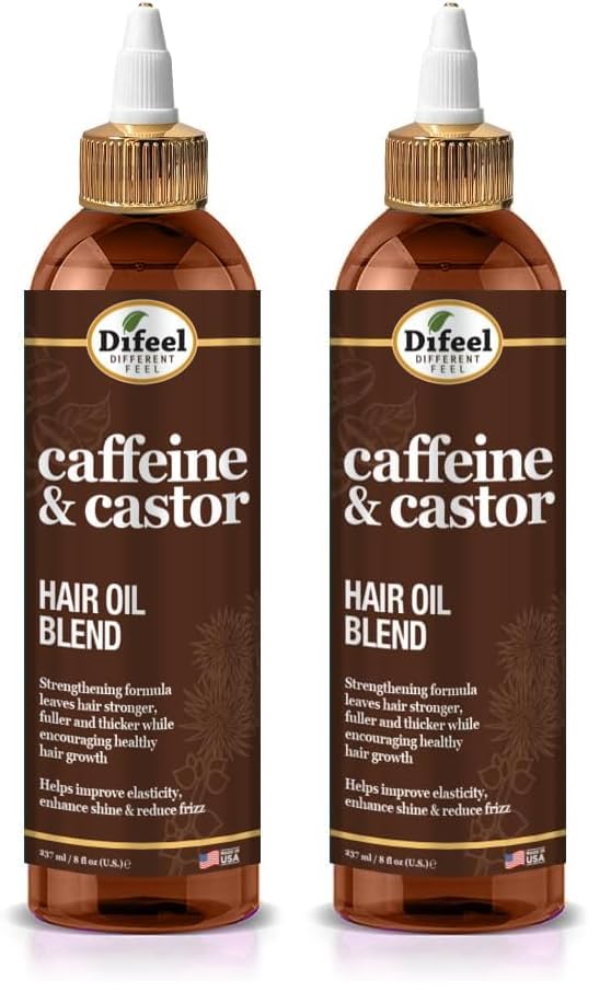 Image of Difeel 99% Natural Premium Hair Oil - Caffeine & Castor Fastest Hair Growth, 8 oz. (Pack of 2)