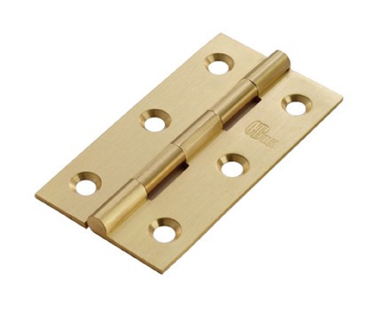 Carlisle Brass Satin Brass Quality Solid Drawn Butt Hinge - Sold As A Pair With Screws Included (76Mm X 40Mm X 1.5Mm)
