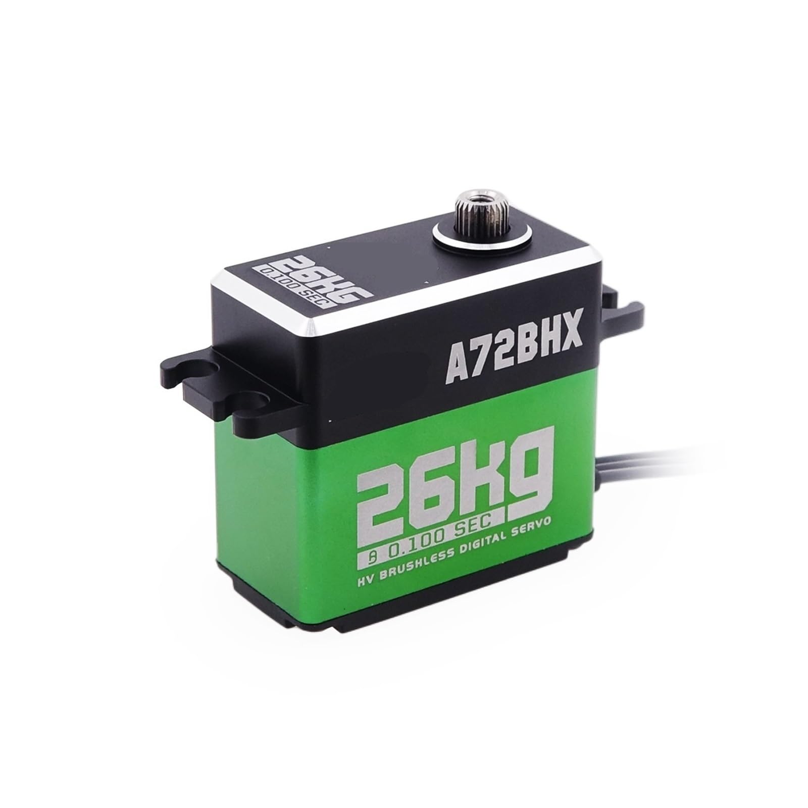 1 pz A72BHX 26KG alta coppia alta velocità alta tensione brushless ingranaggio in metallo servomotore sterzo digitale per 1/10(Green)