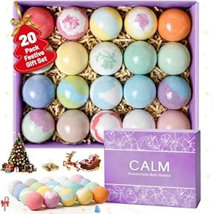 20PCS Bath Bombs for Women Presents Set Natural Wonderful Fizz Effect Bath Bomb with Shea Butter & Essential Oils, Bubble Bath Mothers Day Presents for Mom, Wife, Girlfriend