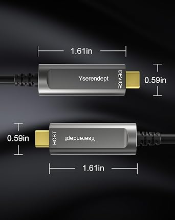 Fiber Optic USB C Cable 33ft,USB 3.2 Gen2 10Gbps Active Optical Long Distance USB A to Type C Cord for 4K Cameras,Webcams,Hubs,HDDs,VR/AR, Projectors & Medical Systems,Grey